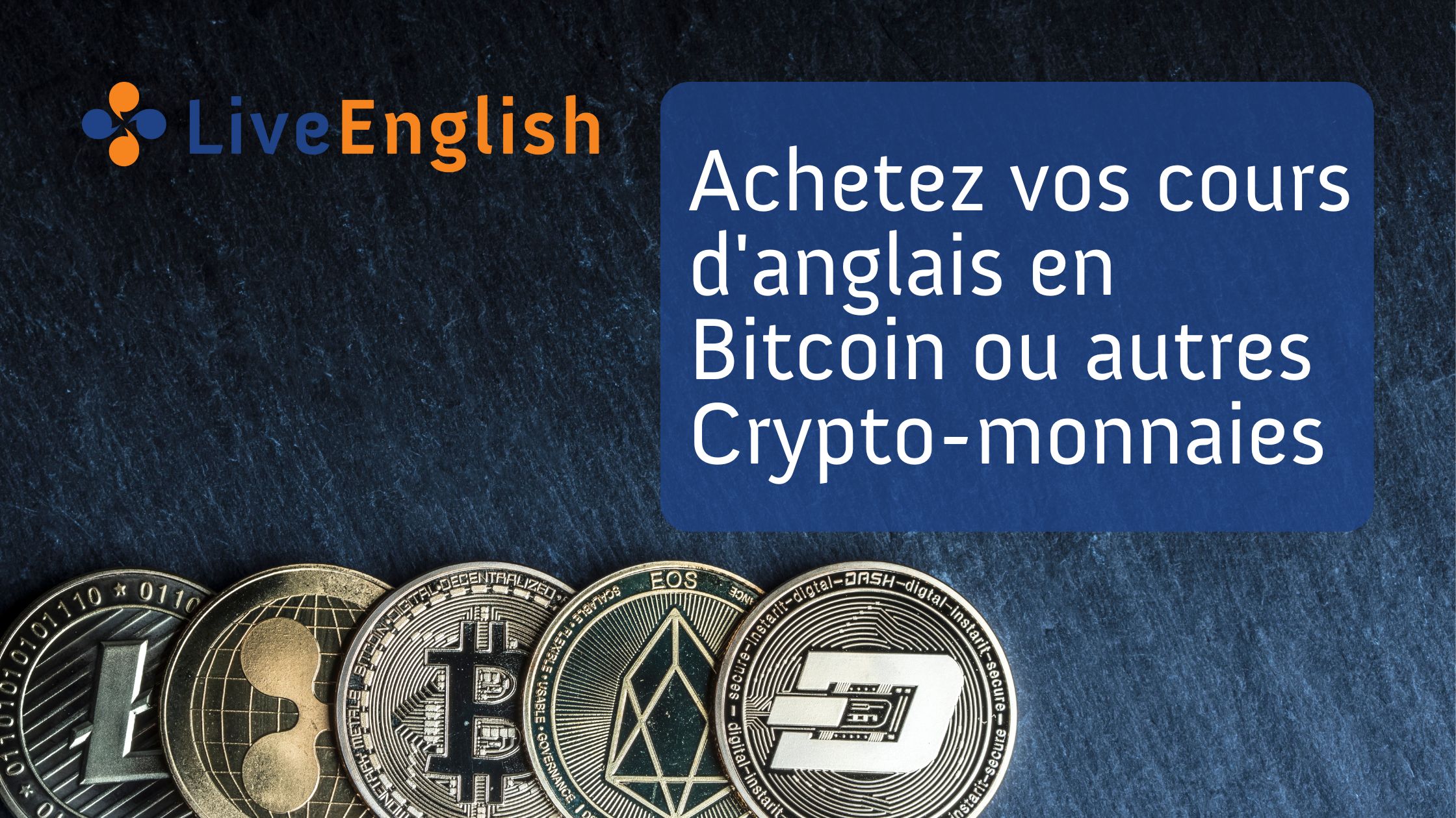 Live-English accepte les paiements en Bitcoins et autres crypto-monnaies |  Live-English.net